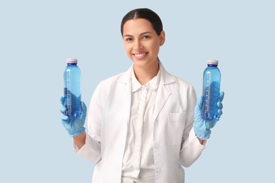 femme scientifique qui test de l'eau