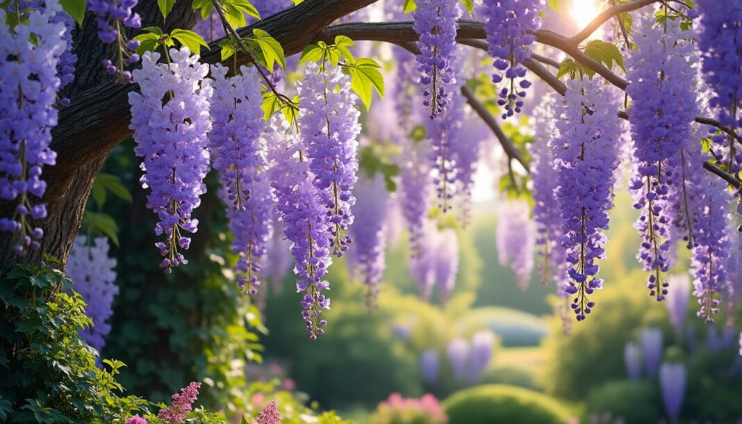Wisteria : Découvrez la beauté et l'entretien de cette fleur majestueuse plongez dans l'univers enchanteur de la glycine avec notre guide dédié à sa beauté éclatante et ses conseils d'entretien. apprenez à cultiver cette fleur majestueuse pour embellir votre jardin avec ses grappes spectaculaires et son parfum envoûtant.